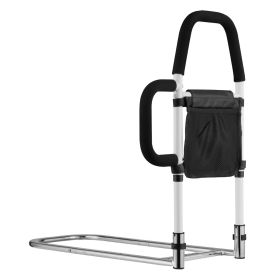 Bed Rail for Elderly, Bedside Assist Rails with Side Handle and PU Handrail, Adjustable Height Carbon Steel Pipe Bedside Cane