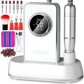 50000RPM Professional Electric Nail File Kit - Rechargeable Cordless Nail Drill For Acrylics Gel Nails, Portable E File Machine With 6 Bits For H (Option: 838-White)