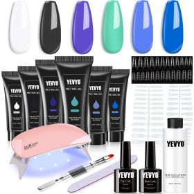 6 PCS Polygel Nail Kit With UV Nail Lamp, Slip Solution, Top Base Coat, Builder Nails Art Tools For Beginners (Option: W13535315)