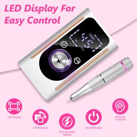 1 Set  Portable Electric Nail Drill Bit 45000 RPM With 11 Bits Base Waist Clip Cordless Rechargeable Nail File Machine For Professional Salon Hom (Option: White)