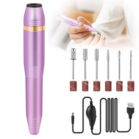 Portable Electric Nail Drill, Professional Nail File Kit For Acrylic Acid, Gel Nail, Nail Trimming With Nail Drill, Pedicure Abrasive Belt, Rose (Option: Rose gold)